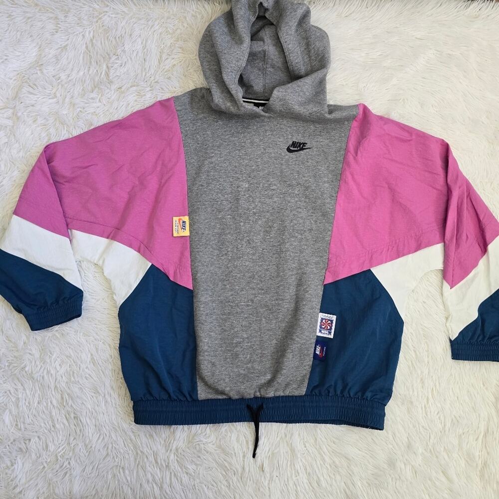Vintage Style Retro 90s Nike Colorblock Icon Clash Hoodie SZ XS - Picture 15 of 15
